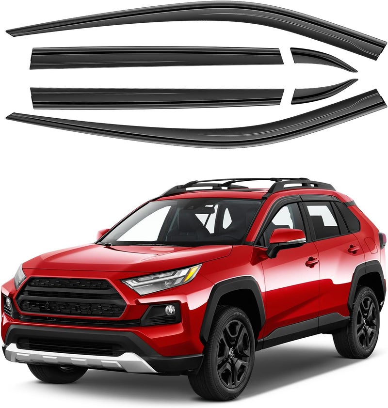 ACLONG Tape-On Rain Guards Fit for Toyota RAV4 2019 2020 2021 2022 2023 Tape-On Smoke Side Shatterproof Window Visor, Out-Channel Window Deflectors, 6-Pieces Set - Image 1